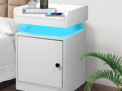 Levede Bedside Table USB Charger Outlet RGB White-1910112205626544135