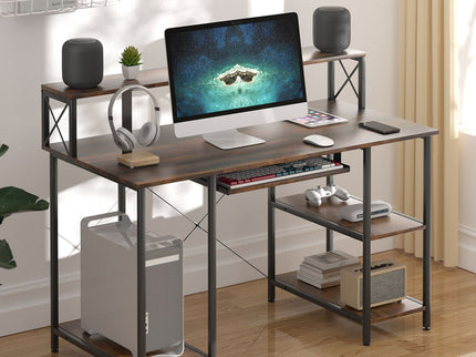 Levede Office Gaming Computer Desk Brown-1910112203114156038