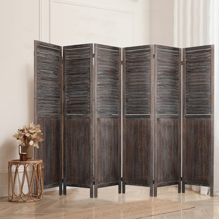 Levede 6 Panel Partition Room Divider Brown-1973193788067287046