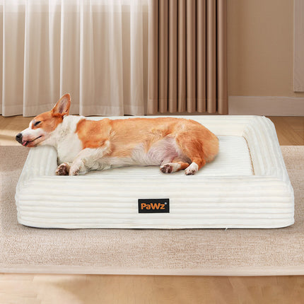 Pawz L Size Orthopedic Dog Bed with Corduroy Removable Cover Waterproof Washable Beige-1975420347398361094