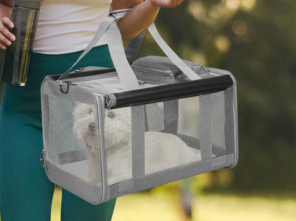 Pawz 3 in 1 Pet Soft Crate Dog Cat Carrier M Size Grey-1910112289076416518