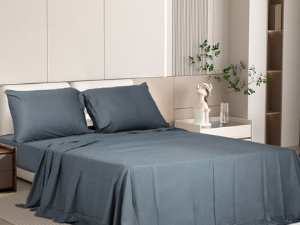 Dreamz 4pcs Double Size 100% Bamboo Bed Sheet Set in Charcoal Colour-1942353307293061126