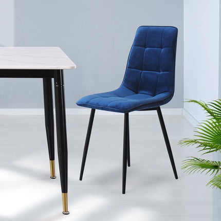 Levede 4x Dining Chairs Kitchen Velvet Blue-2006732723590402054