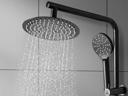 High Pressure Shower Head Set Rain Round Black-1942353353099055110