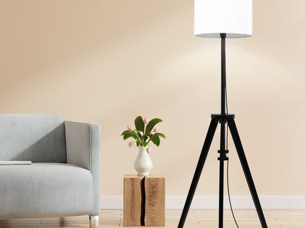 EMITTO Wooden Floor Lamp Modern Tripod Black-1864184397176115206