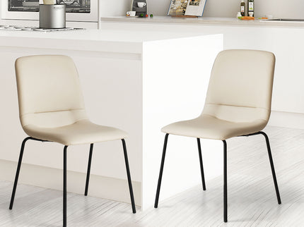 Levede Stackable Dining Chairs Kitchen Beige-1942353406484156422