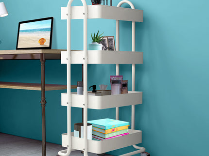 Levede 4 Tiers Kitchen Trolley Cart White-1917016722343333894