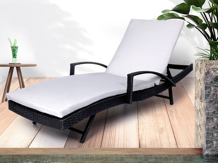 2PCS Levede Sun Lounger Wicker Lounge Grey-1864184449382617094