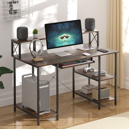 Levede Office Gaming Computer Desk Brown-1975420387466547206
