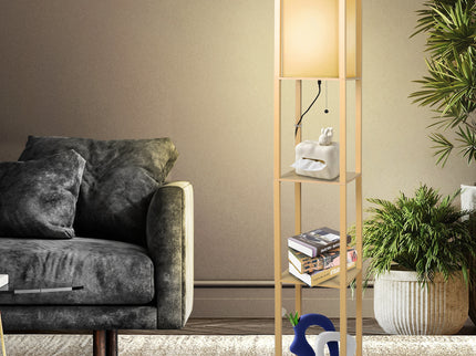 EMITTO Floor Lamp LED Storage Shelf Khaki-1864184394118467590