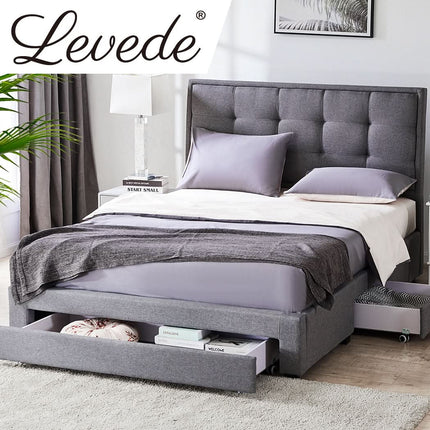 Levede Storage Bed Frame Queen Size-1942353312082956294