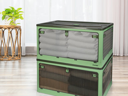 Storage Box Plastic Stackable Container L Green Large-1864184613778362374