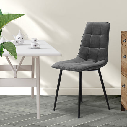 Levede 8x Dining Chairs Kitchen Velvet Grey-2006732723766562822