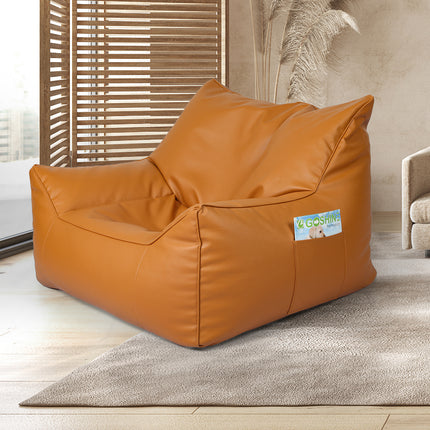 Marlow Bean Bag Chair Cover PU Indoor Brown-1973194022369497094