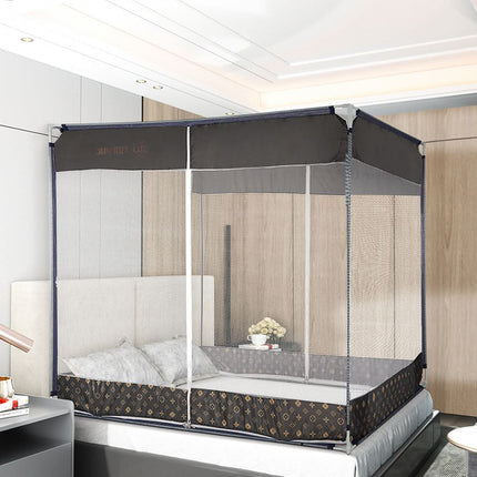 Dreamz Mosquito Bed Nets Foldable Canopy Square Grey-1954802841772232710