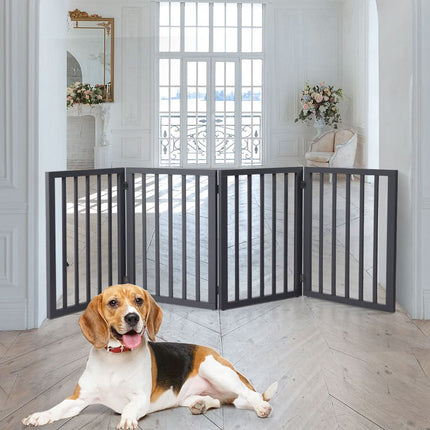 Wooden Pet Gate Dog Fence Retractable Grey 600x 3MM-1954802529044926470