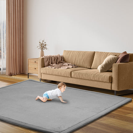 Marlow Coral Velvet Area Rugs Large Mat 150x200cm Grey-1975420340150603782