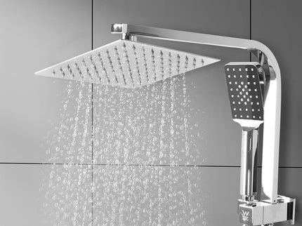 Shower Head High Pressure Set Rain Square Silver-1831592559231766534