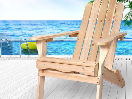 Levede Adirondack Chair Outdoor Furniture Natural-1864184449806241798