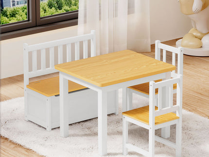Bopeep Kids Table and Chairs Set Wooden Study Play 4PCS-1954802474309259270