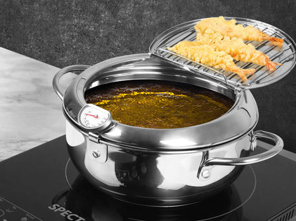 TOQUE 24cm Japanese Deep Frying Pan Silver-1864184346043355142
