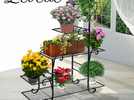Levede Plant Stand Outdoor Indoor Metal Black-1894516826986123270