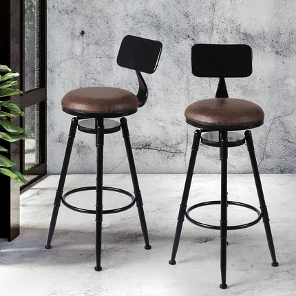 Levede 2x Bar Stool Kitchen Wooden PU-1963748915954192390