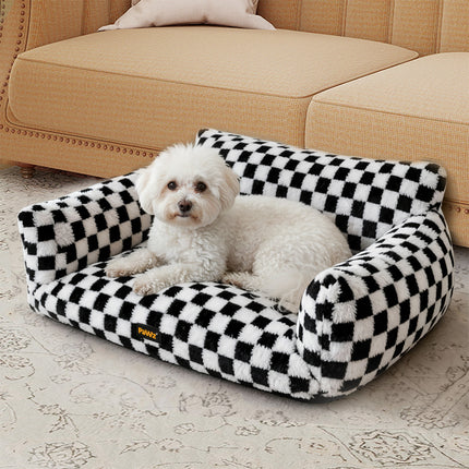 Pawz Pet Bed Plush Checkered Dog Bed Washable Cat Bed-2018816665319510022