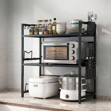 Toque Microwave Shelf 3 Tier  Adjustable Extendable Kitchen Storage Rack Stand-2061251871129079814