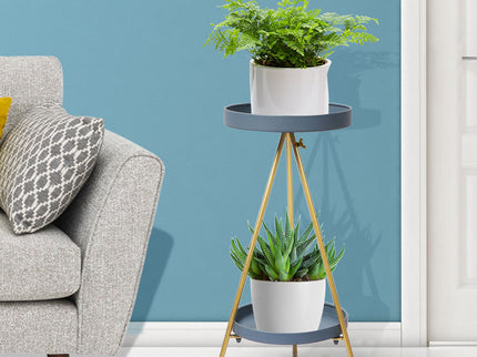 Levede Plant Stand 2 Tiers Outdoor Indoor Grey Gold Medium-1864184724352798726