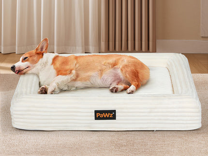 Pawz L Size Orthopedic Dog Bed with Corduroy Removable Cover Waterproof Washable Beige-1954802488926408708