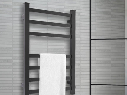 Heated Towel Rail Warmer Rack Wall Mounted Black-1910113122912440326