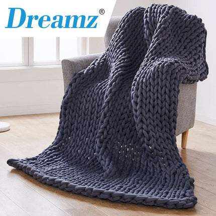 Dreamz Knitted Weighted Blanket Chunky Dark Grey Queen 9KG-1954802944209719302