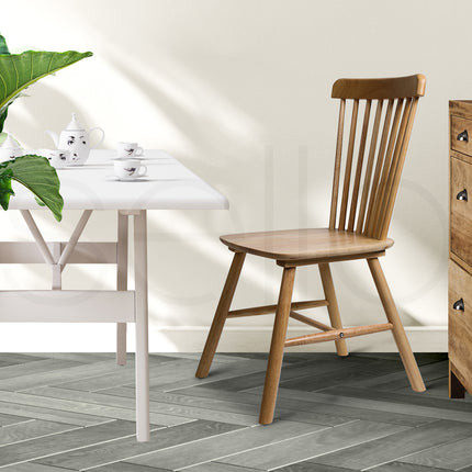 Levede 2x Dining Chairs Kitchen Windor Oak-1975420492055711750