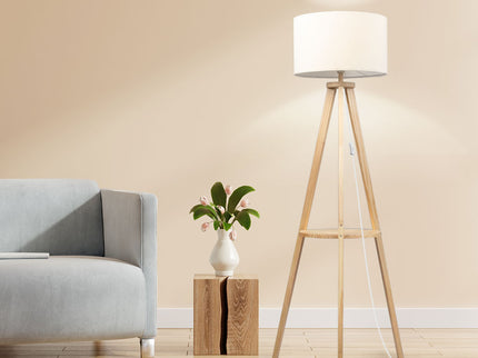 EMITTO Tripod Floor Lamp with Shelf-1864184397029314566