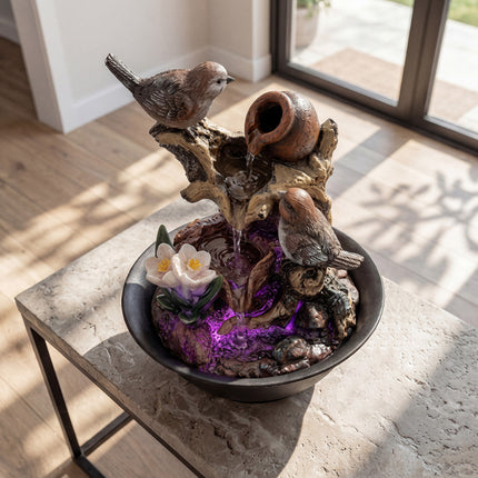 Spector Tabletop Water Fountain LED Colour Changing Bird Indoor Desktop AU Plug-2050059011792965638