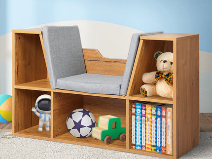 Levede Kids Bookcase Toys Box Shelf Brown-1864184635387416582