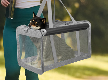 Pawz 3 in 1 Pet Soft Crate Dog Cat Carrier L Size Grey-1910112288577294342