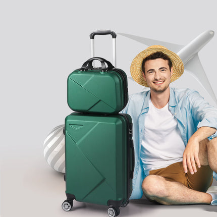 Slimbridge 2pcs 20"Travel Luggage Set Green-1864184361084129286