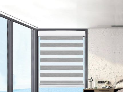 Marlow Blackout Zebra Roller Blind Curtains 90x210 Grey-1910113279045406726