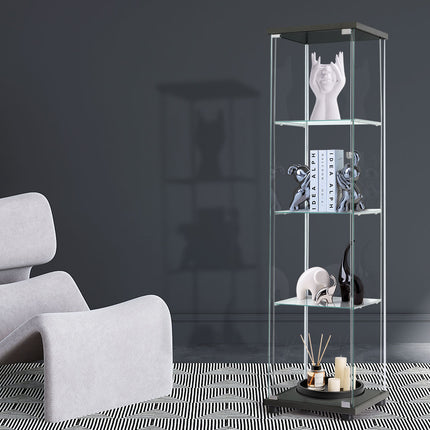 Stacked Display Storage Cabinet Glass Black-1973193812079677446