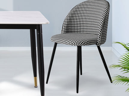 Levede 2x Dining Chairs Kitchen Cafe Black and White-1942353394387783686
