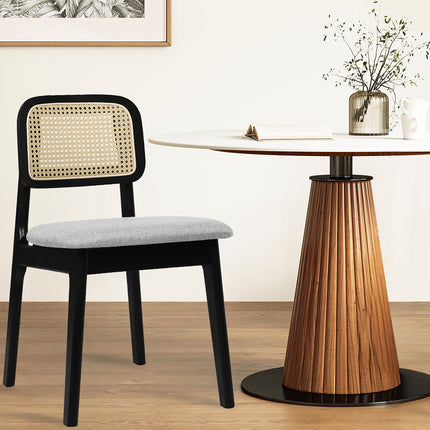 Levede Dining Chair Wood Rattan Armless Black x8-2006732736517246982