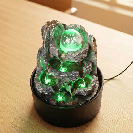 Spector Tabletop Water Fountain Resin LED Light 3 Flow Levels Waterfall Office-2061251862543339526