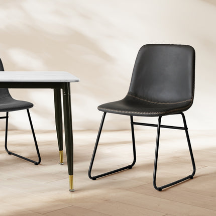 Levede 2x Dining Chairs Kitchen Table Black-1975420498745626630