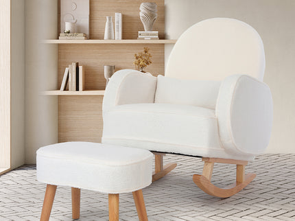 Levede Fleece Rocking Chair with footstool-1910112200622739462