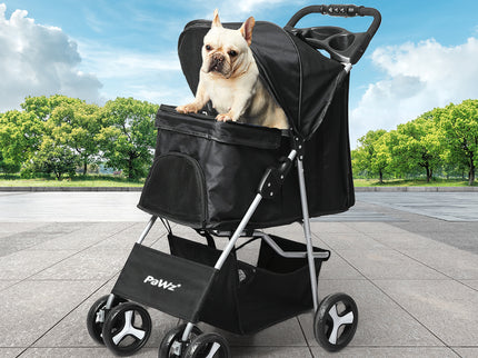 PaWz 4 Wheels Pet Stroller Dog Cat Cage Black-1864184624134098950