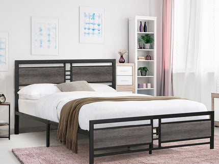 Levede Queen Bed Frame Metal Mattress Dark Grey-1864183189803765766