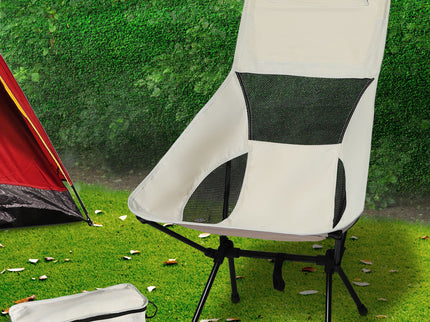 Levede Camping Chair Folding Outdoor Large Beige-1864184454625497094