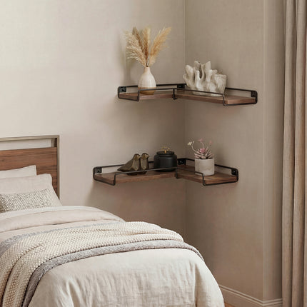 Levede Floating Shelf DIY Corner Wall Shelf 2Pcs Storage Display Rack Bedroom-2050059024665284614